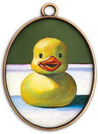 Painted portrait of a rubber duck