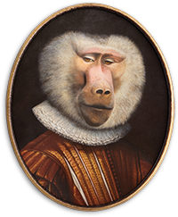 Painted Portrait of a monkey