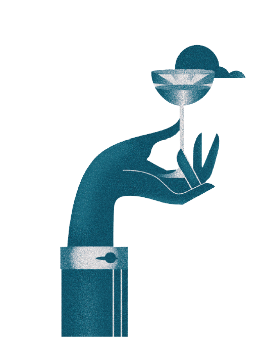Illustration of a hand holding a cocktail