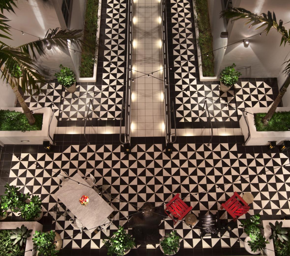 Redbury lobby with tiled floor