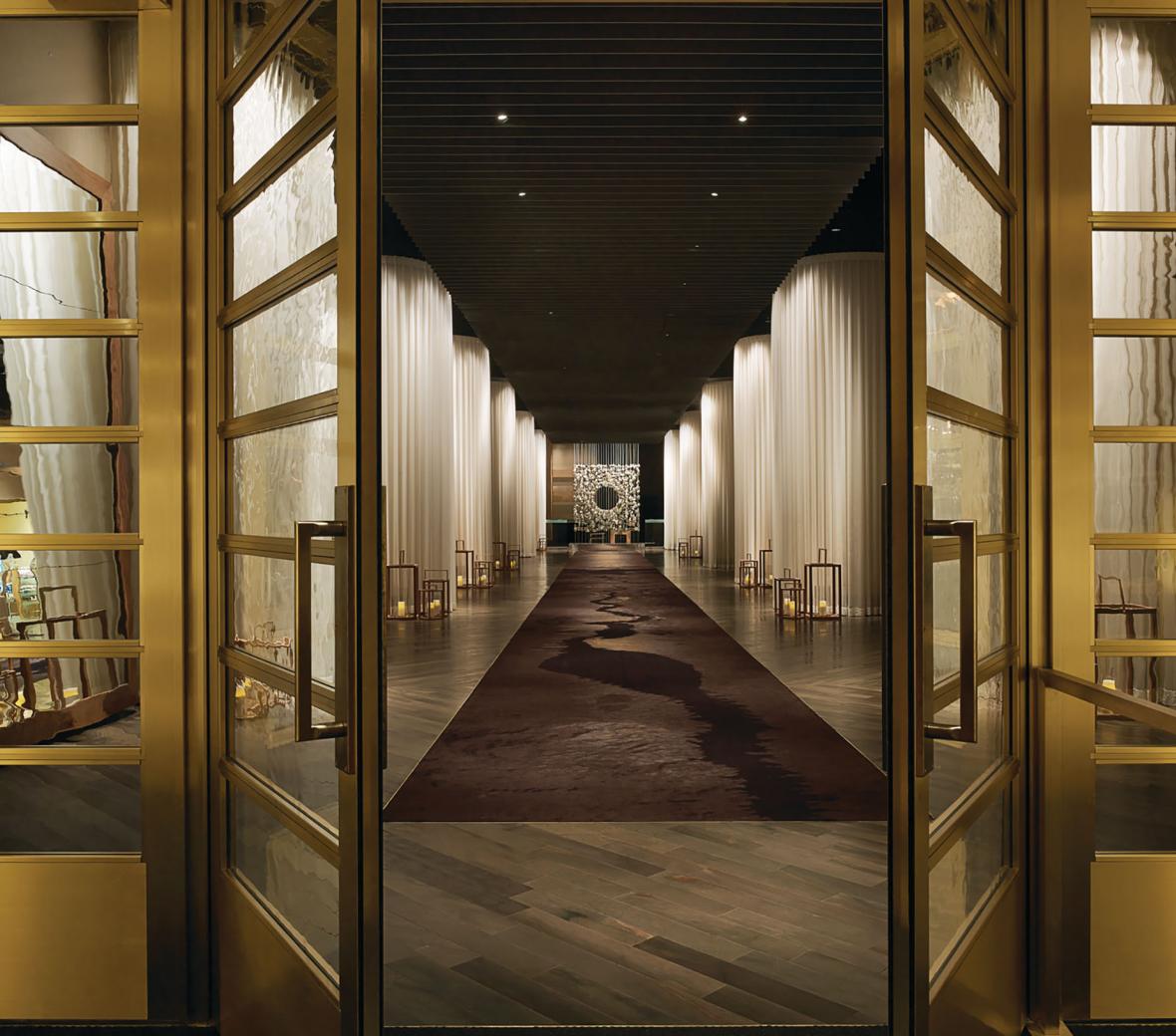 Large ornate doors at the entrance to hotel