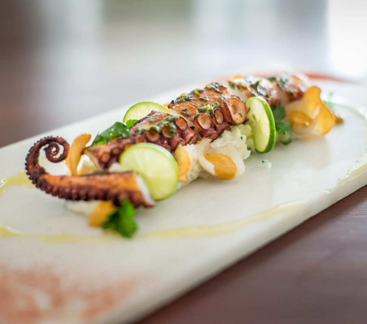 grilled octopus with cucumber
