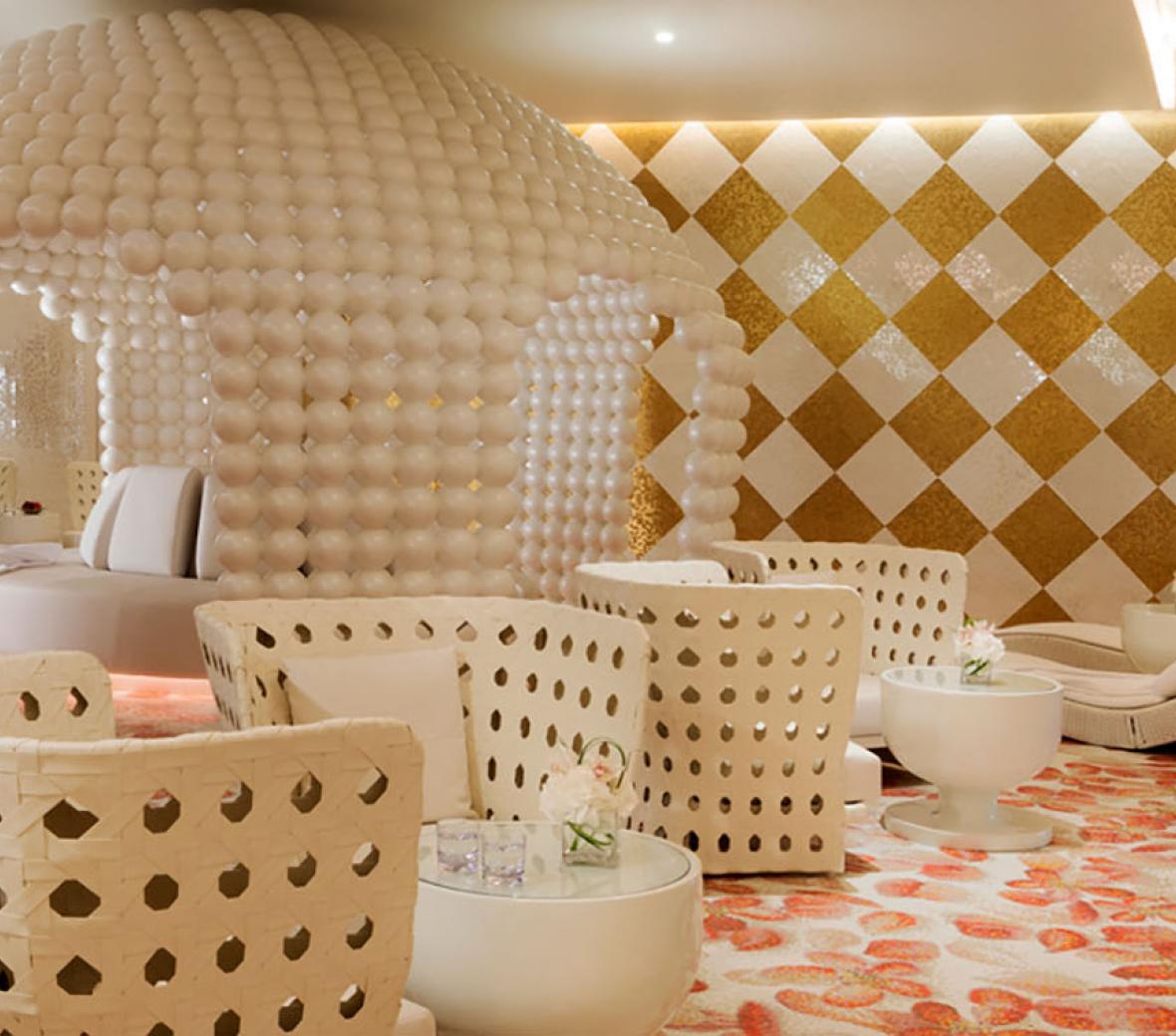 A softly lit and relaxing spa room