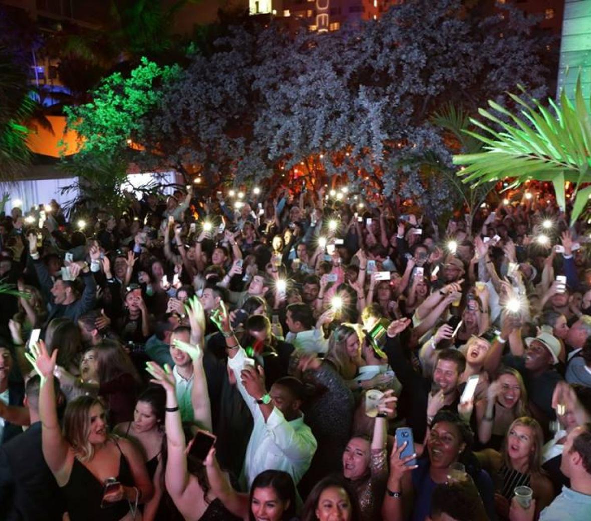 outdoor dance party at night