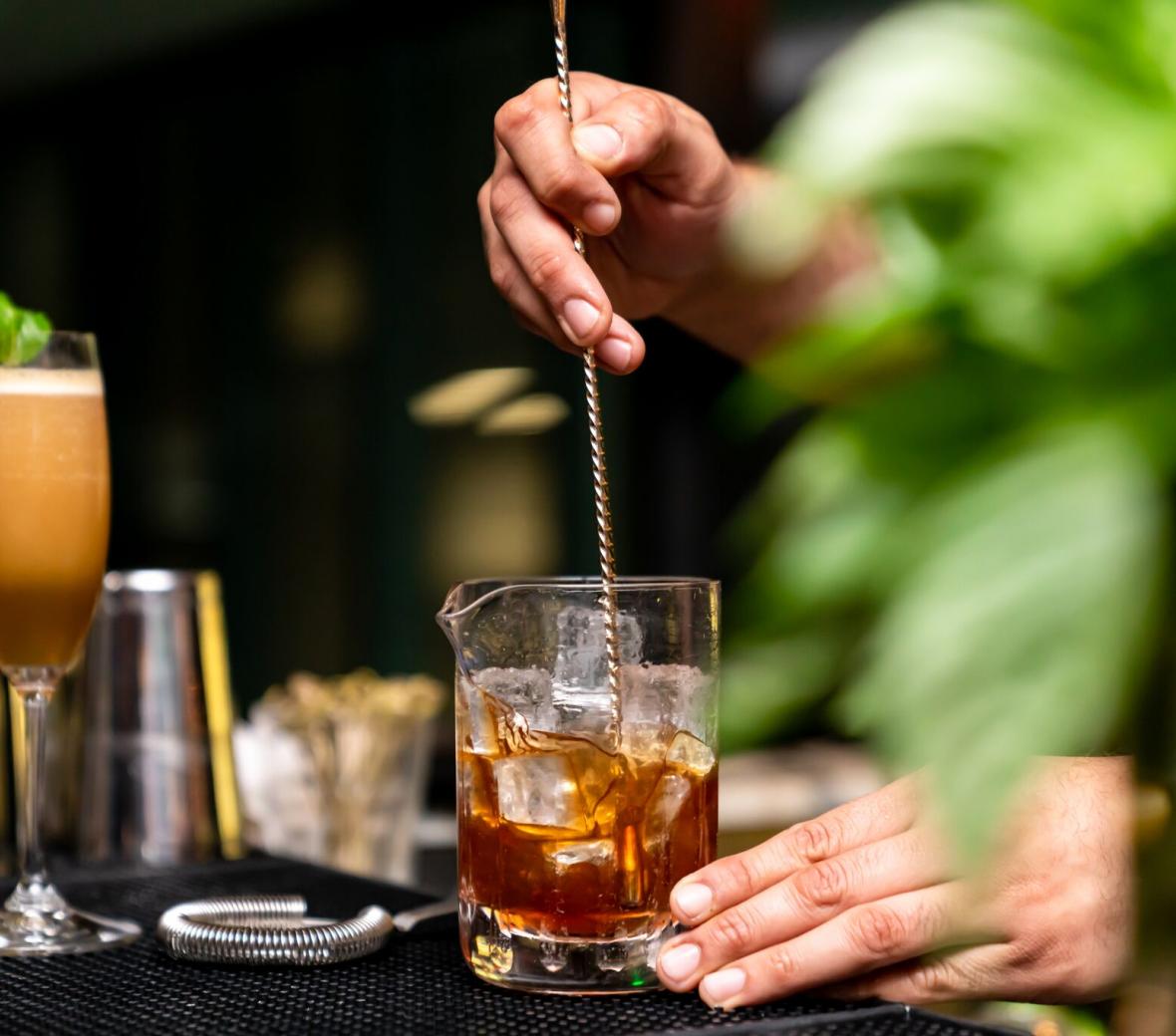 making a mixed drink