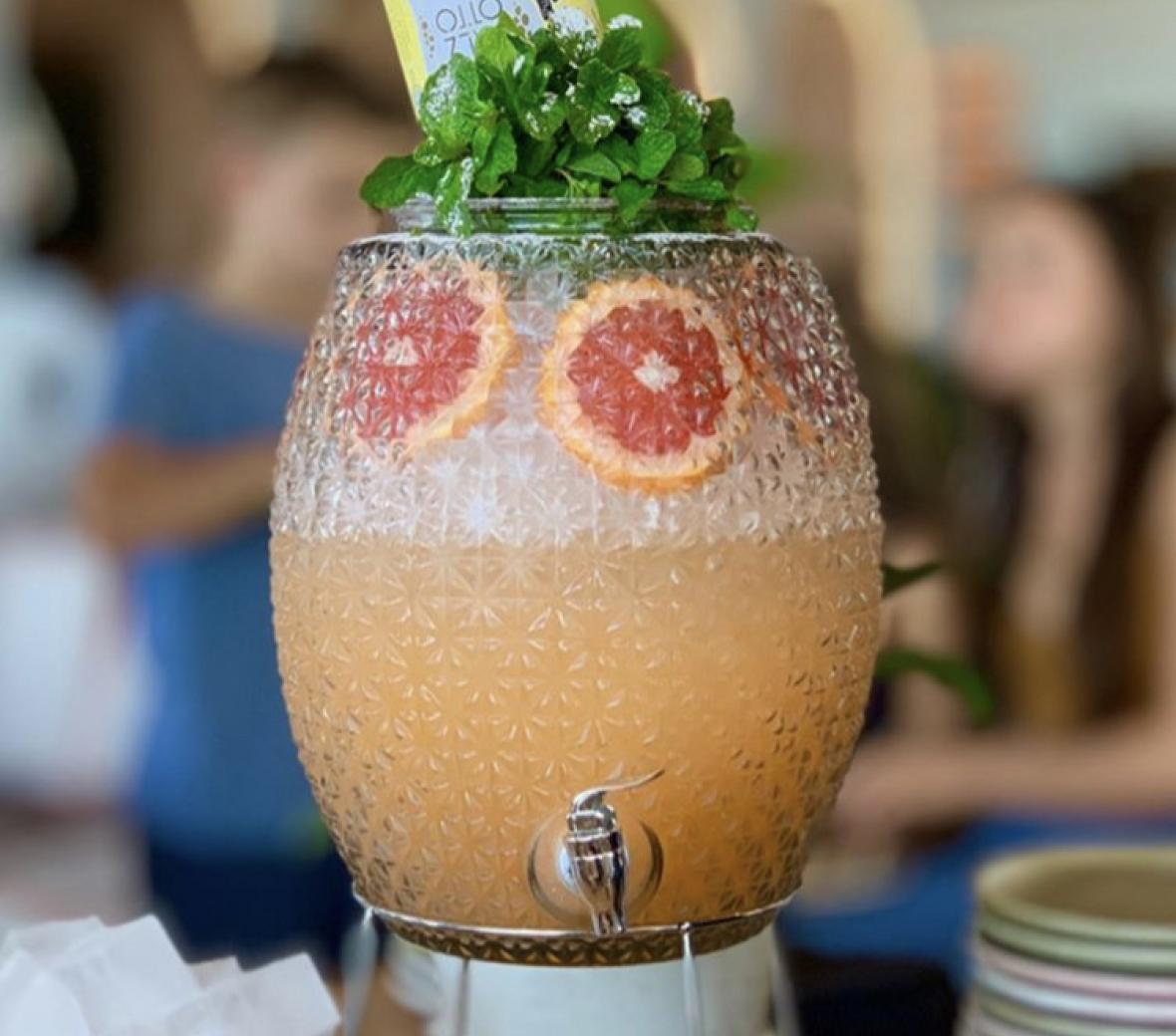 Photo of a punch bowl cocktail. 