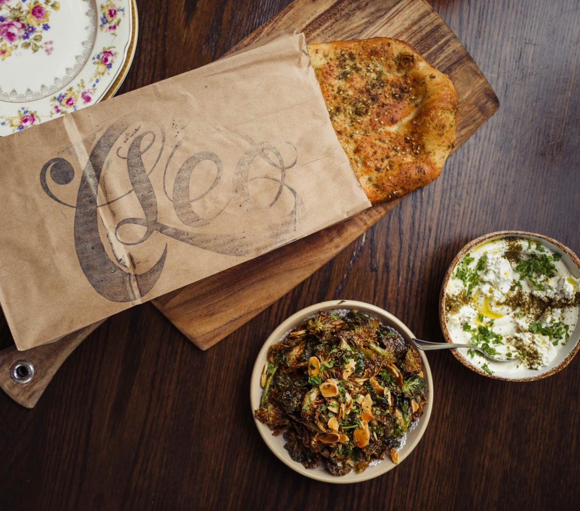 flatbread with dipping sauces