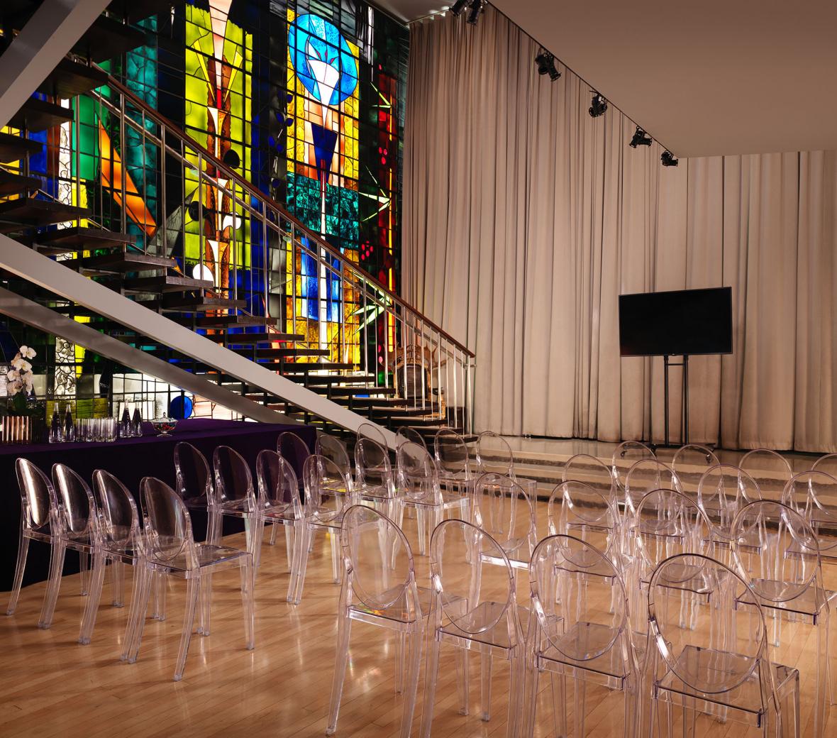 sanderson billiard room set with clear chairs