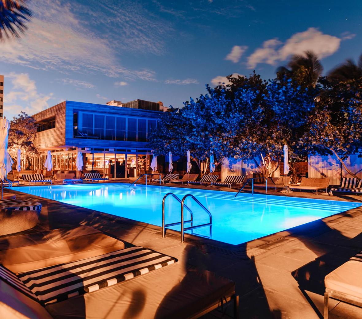 outdoor pool at night