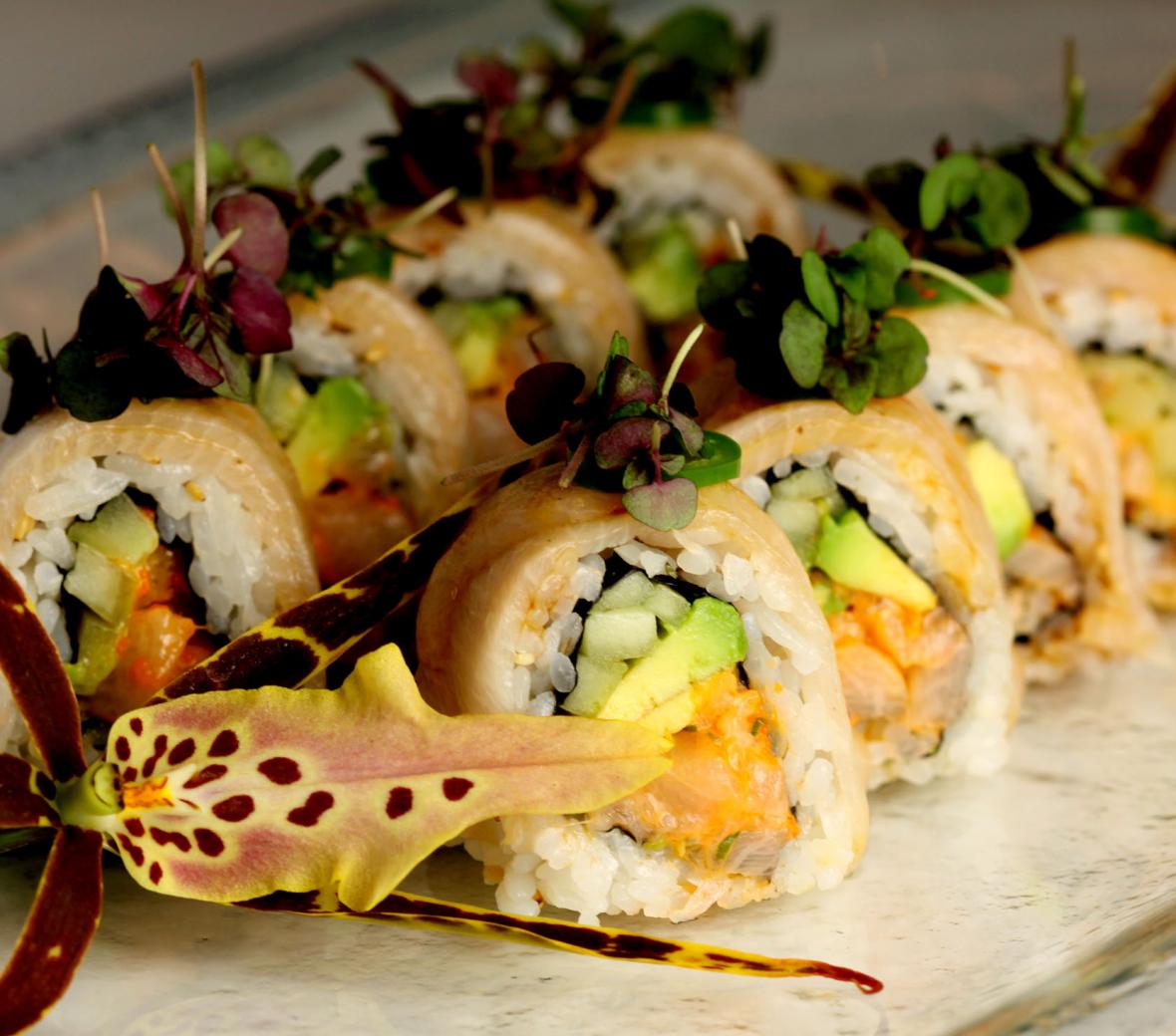 a sushi roll on a plate