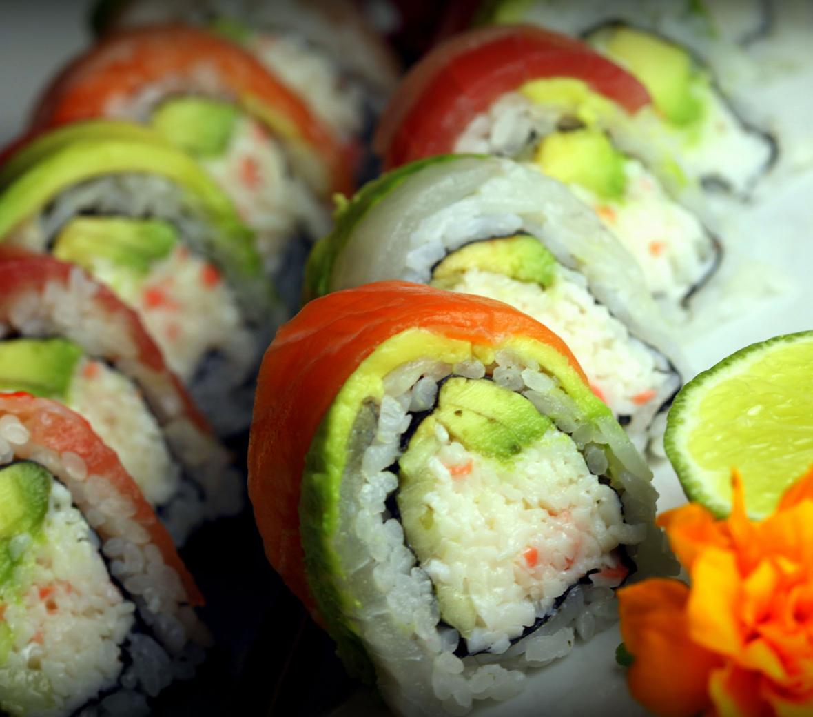 a sushi roll on a plate