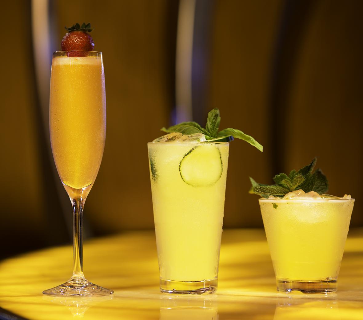 three cocktail on a table