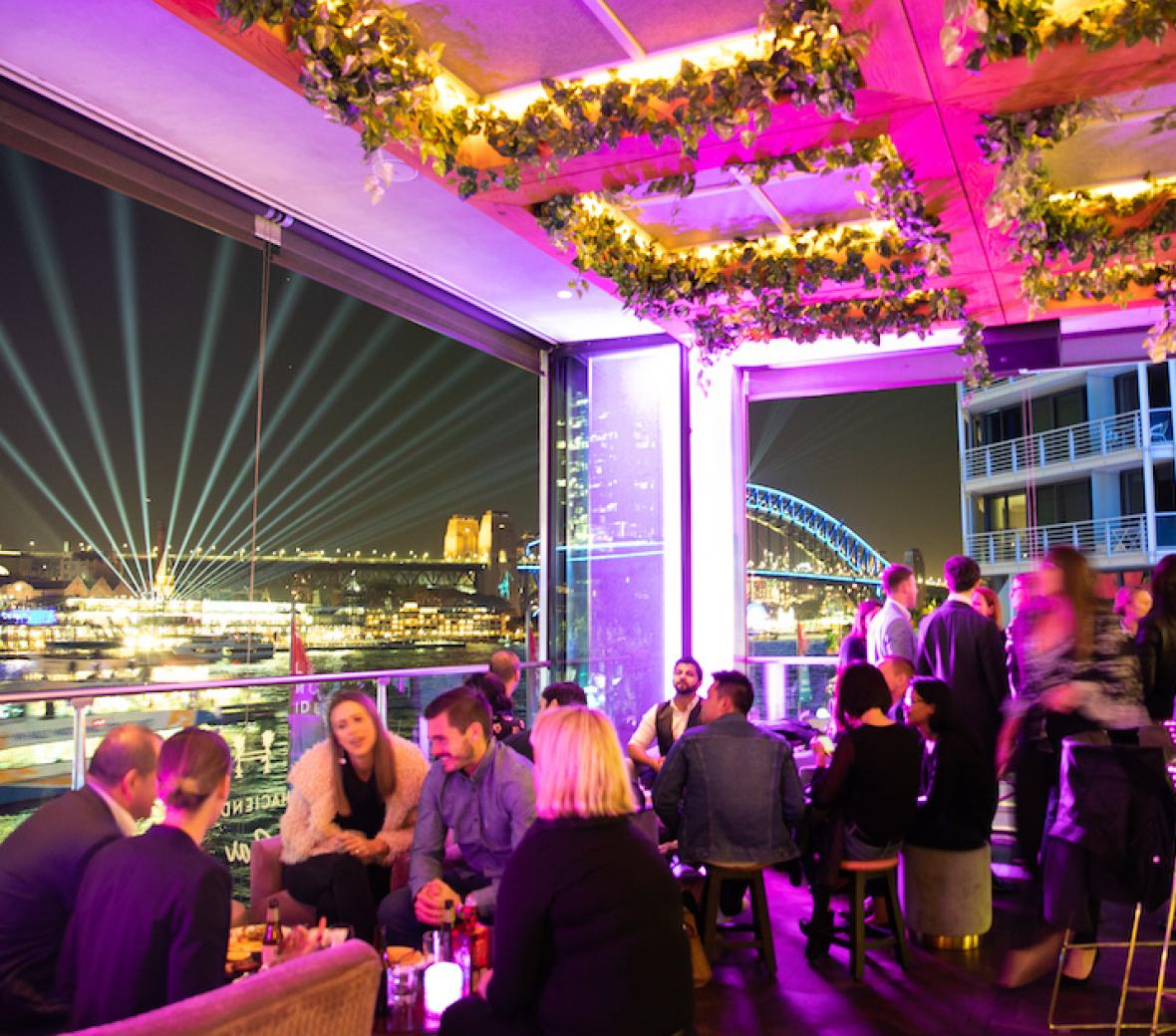 hyde hacienda venue at nighttime 