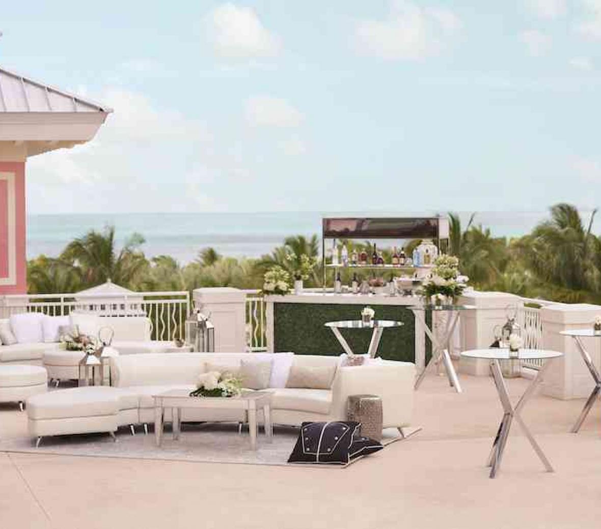 rooftop white furnished seating area
