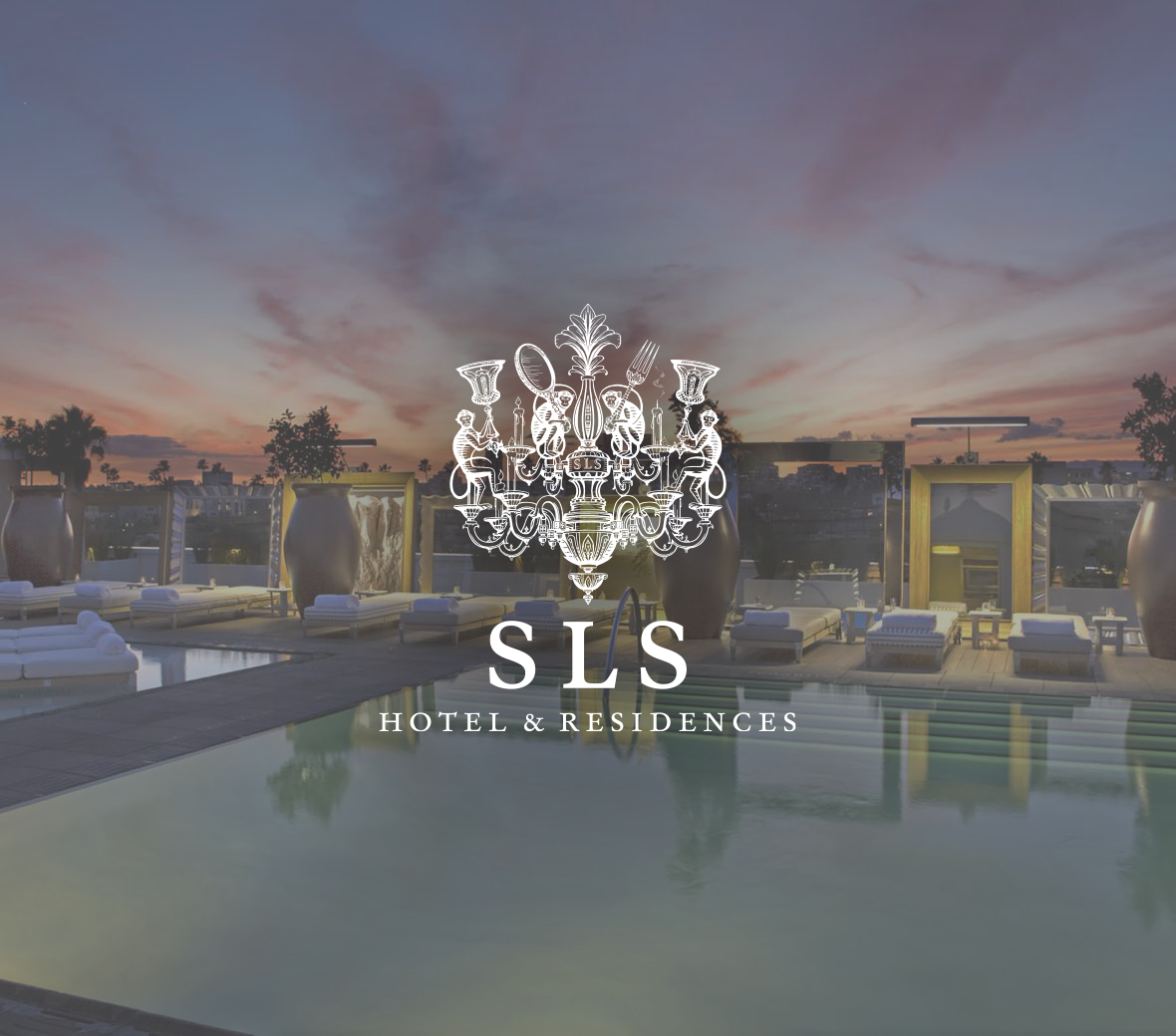 SLS Pool Deck with SLS Logo