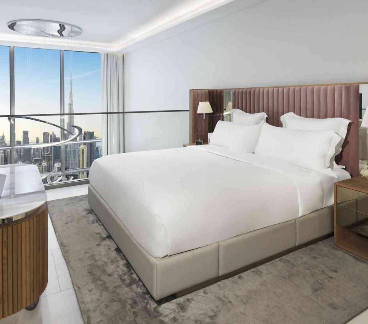 Loft bedroom overlooking Dubai