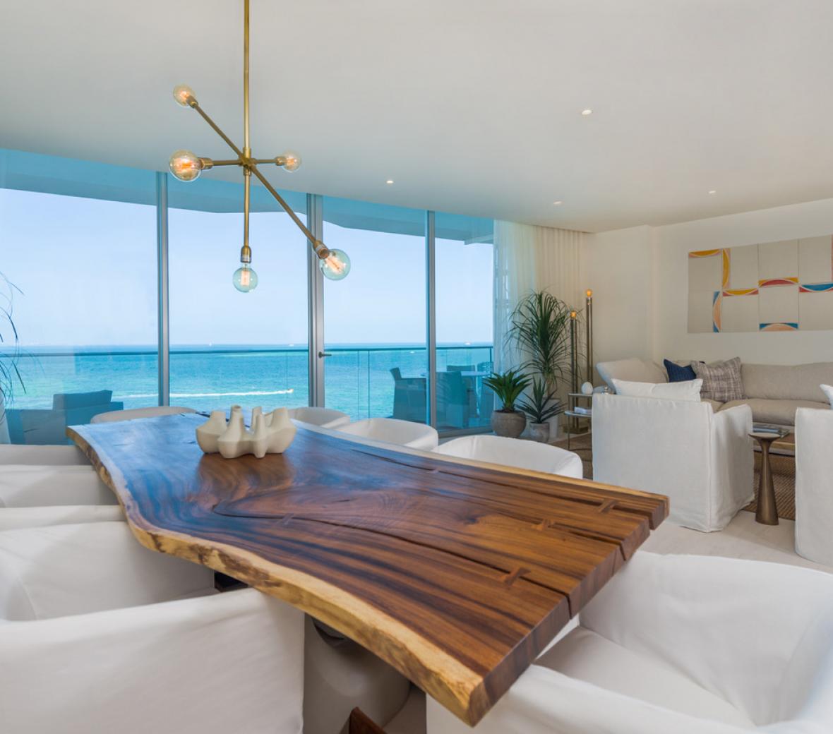SLS Cancun Residence, Dining Table overlooking the water