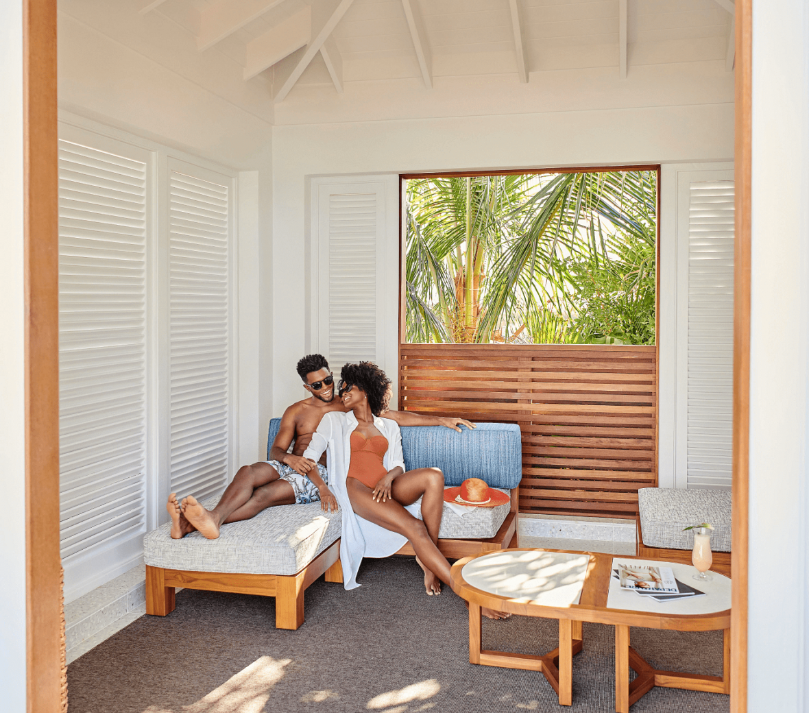 couple in a cabana