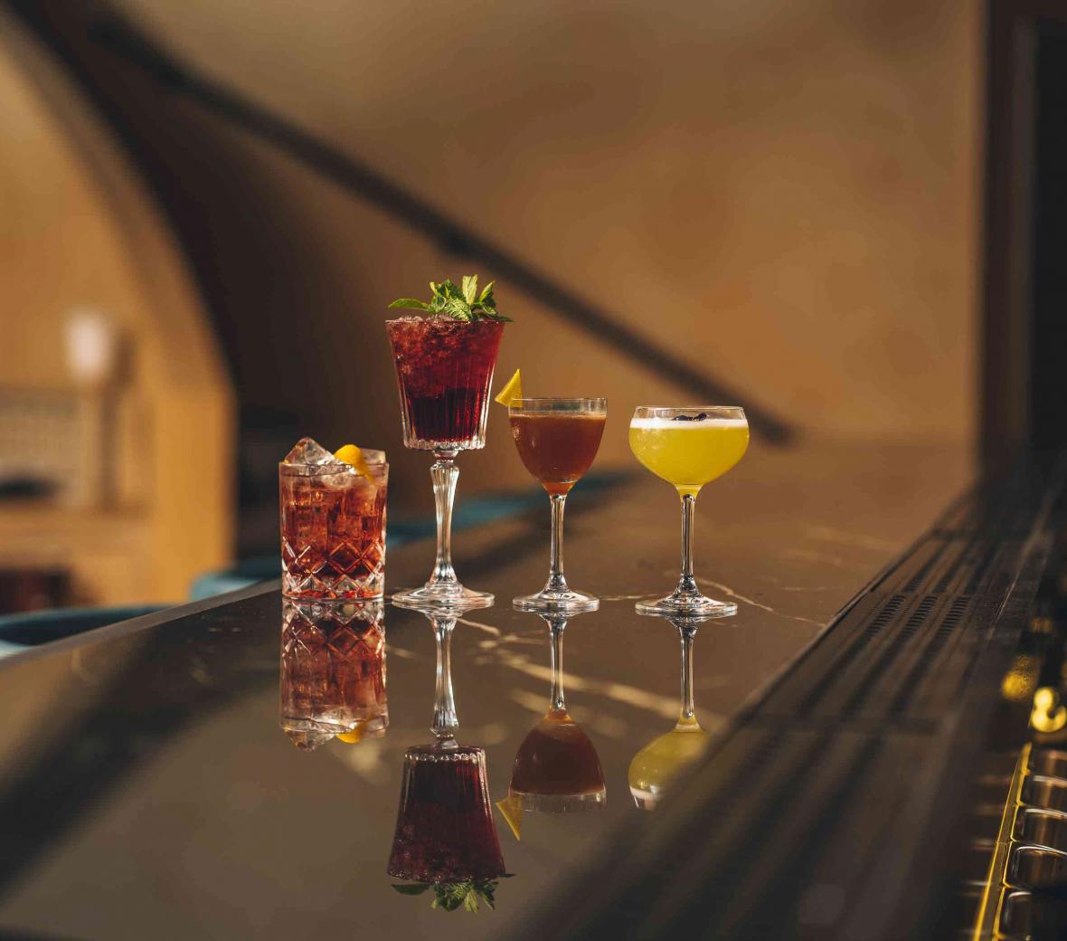 Cocktails on a bar