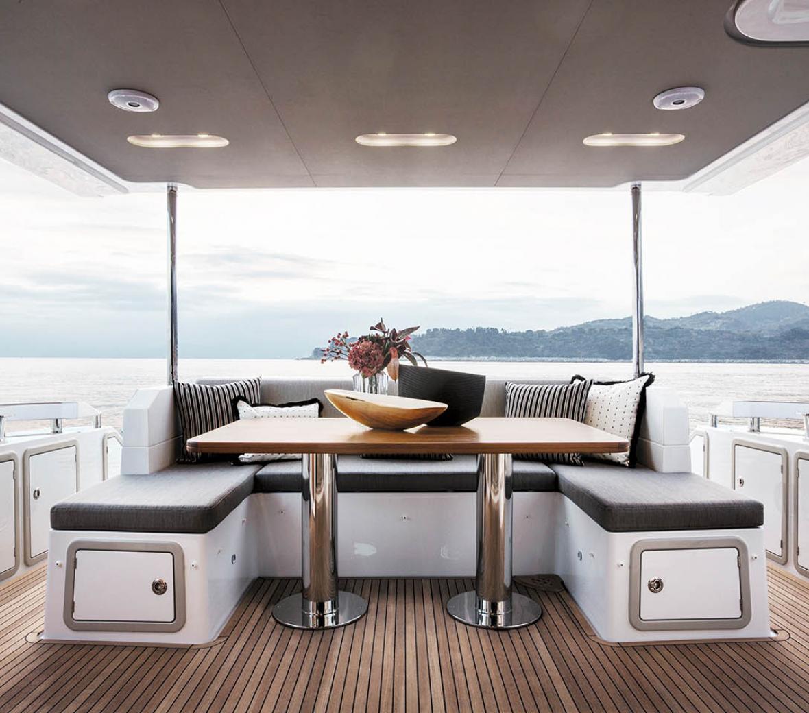 On-deck eating area on Hyde Seas