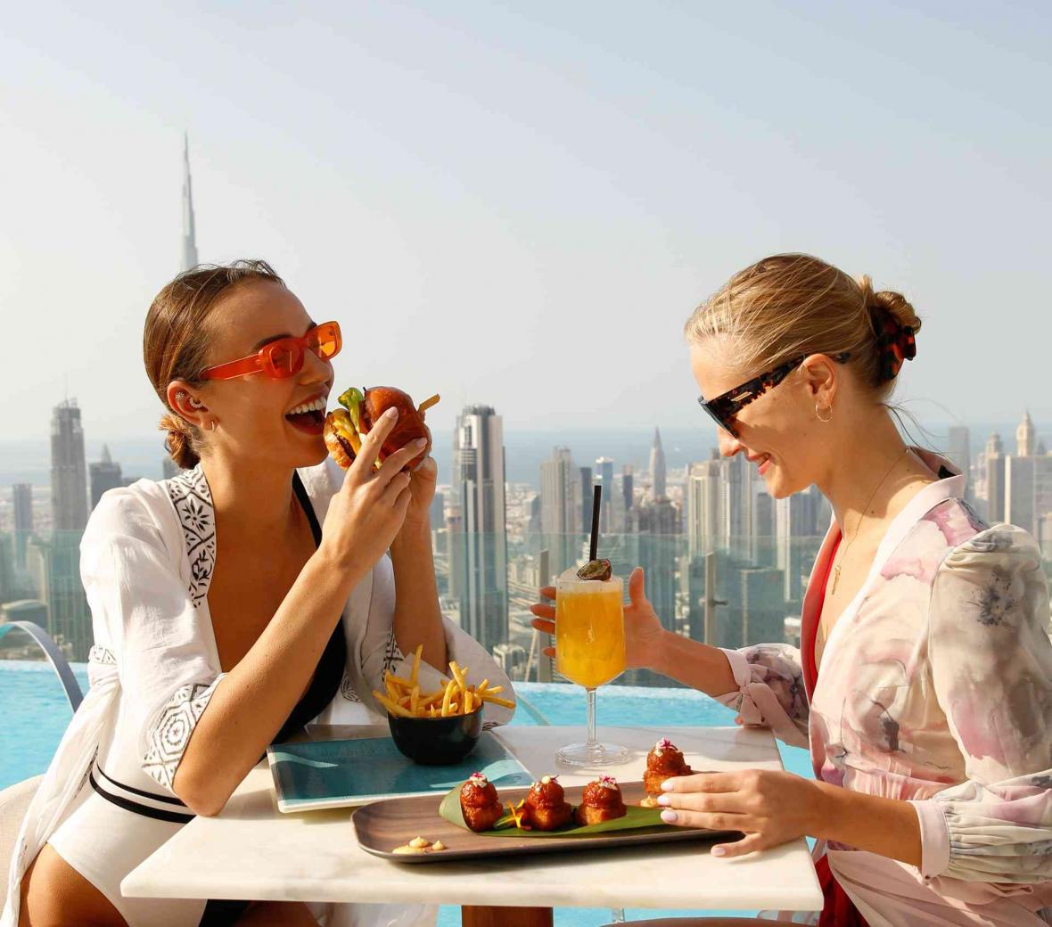 two women enjoying lunch