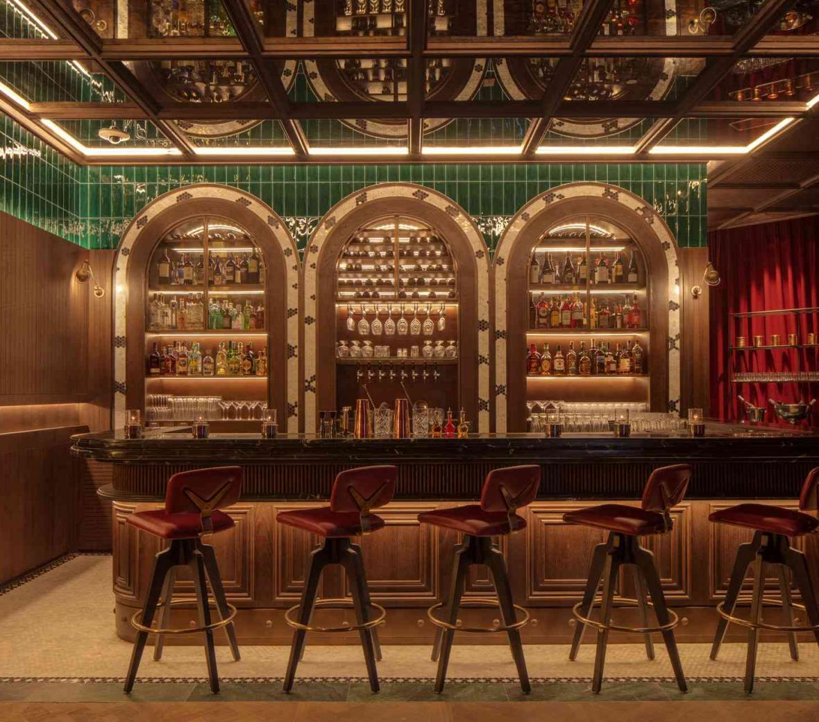 bar area at hudson tavern dubai