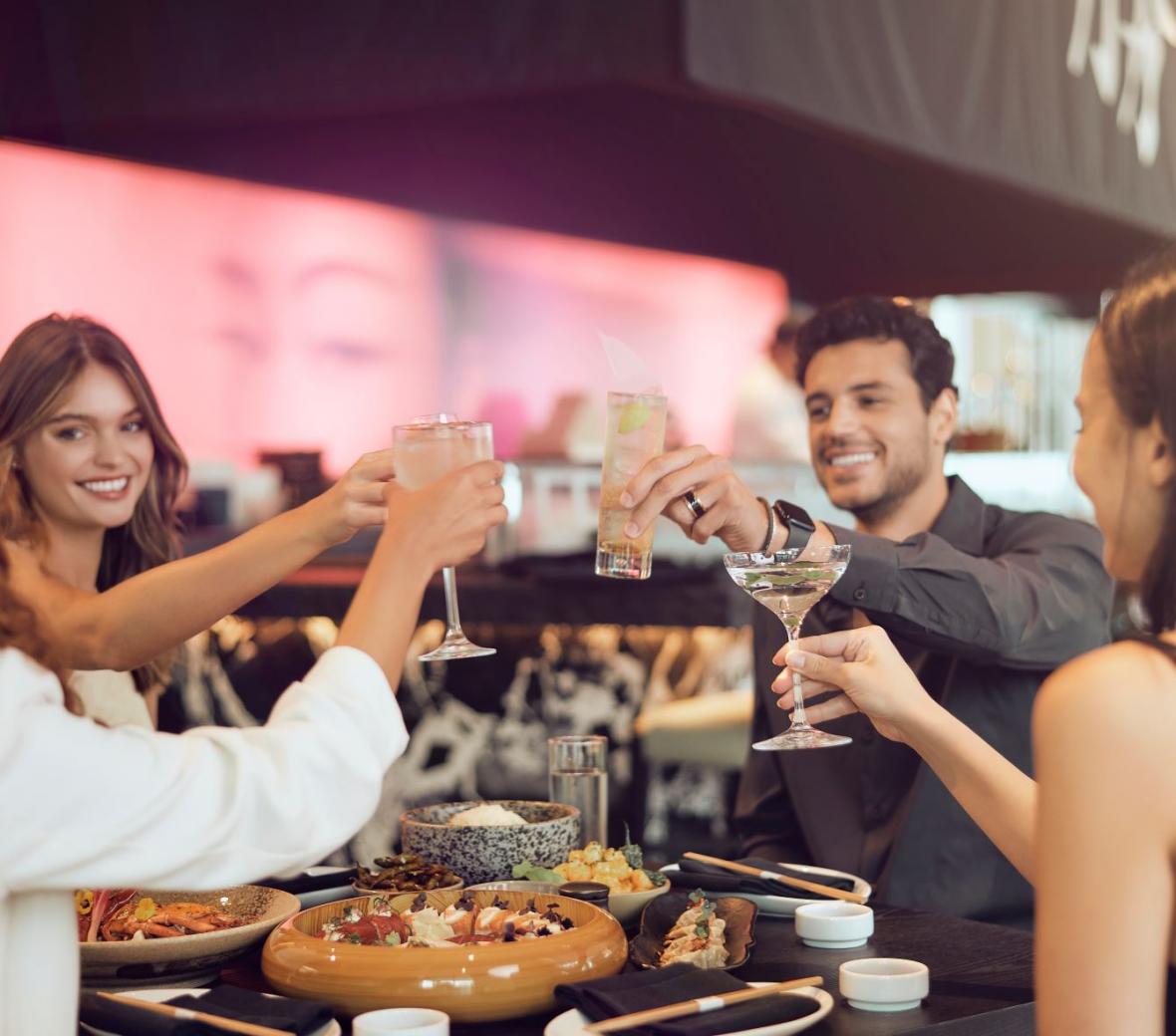 friends having fun at Katsuya Dubai brunch