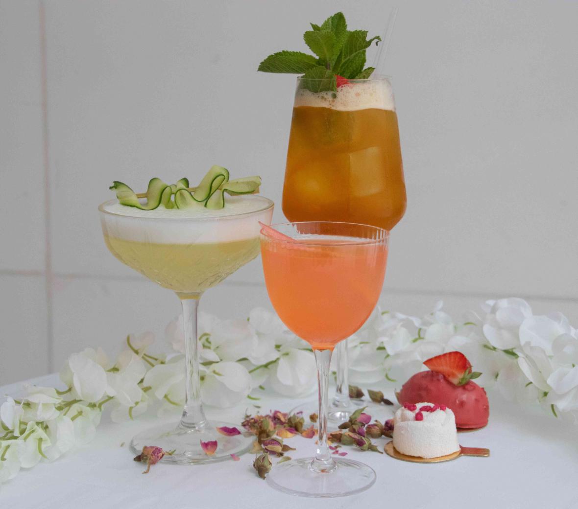 Cocktails against a white background