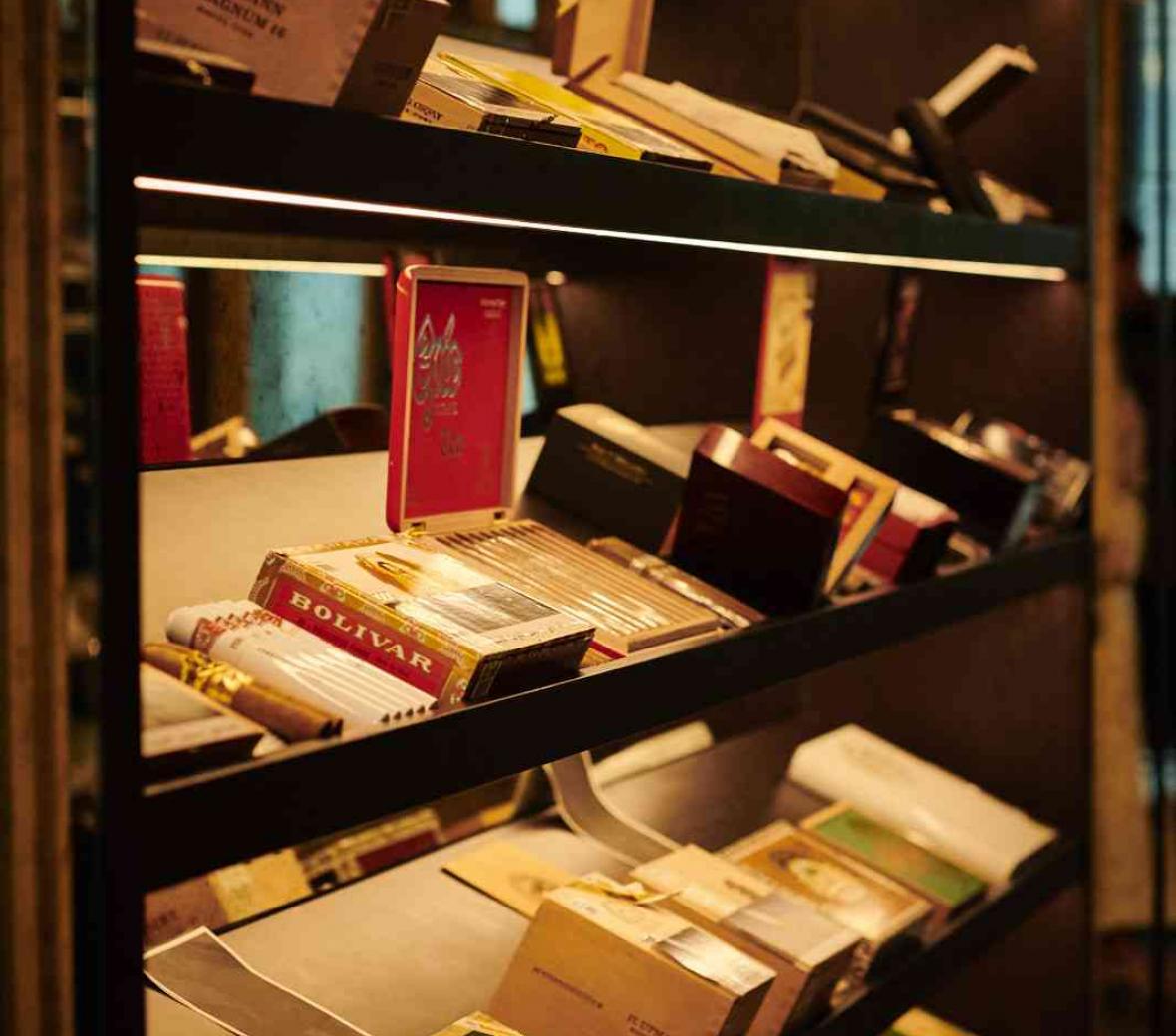 cigars in display case