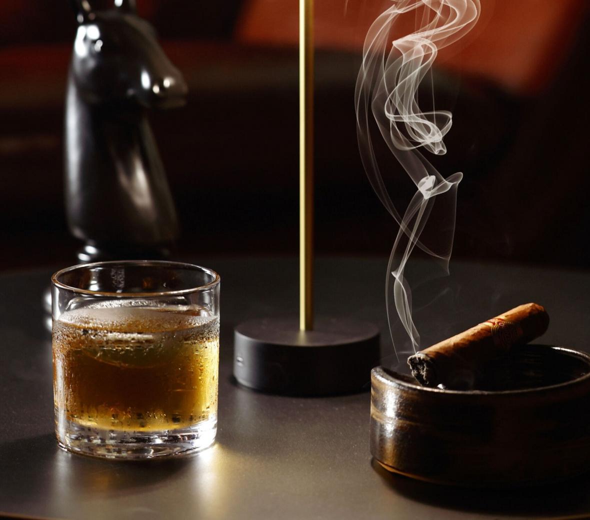 cigar and glass of alcohol
