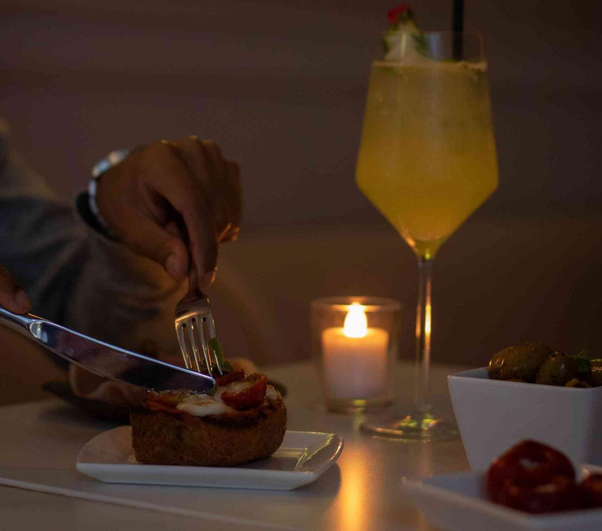 Food and cocktail