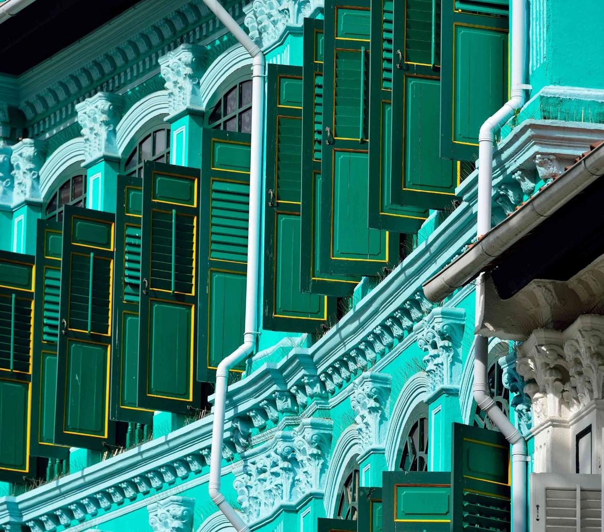 Green shophouse in Singapore