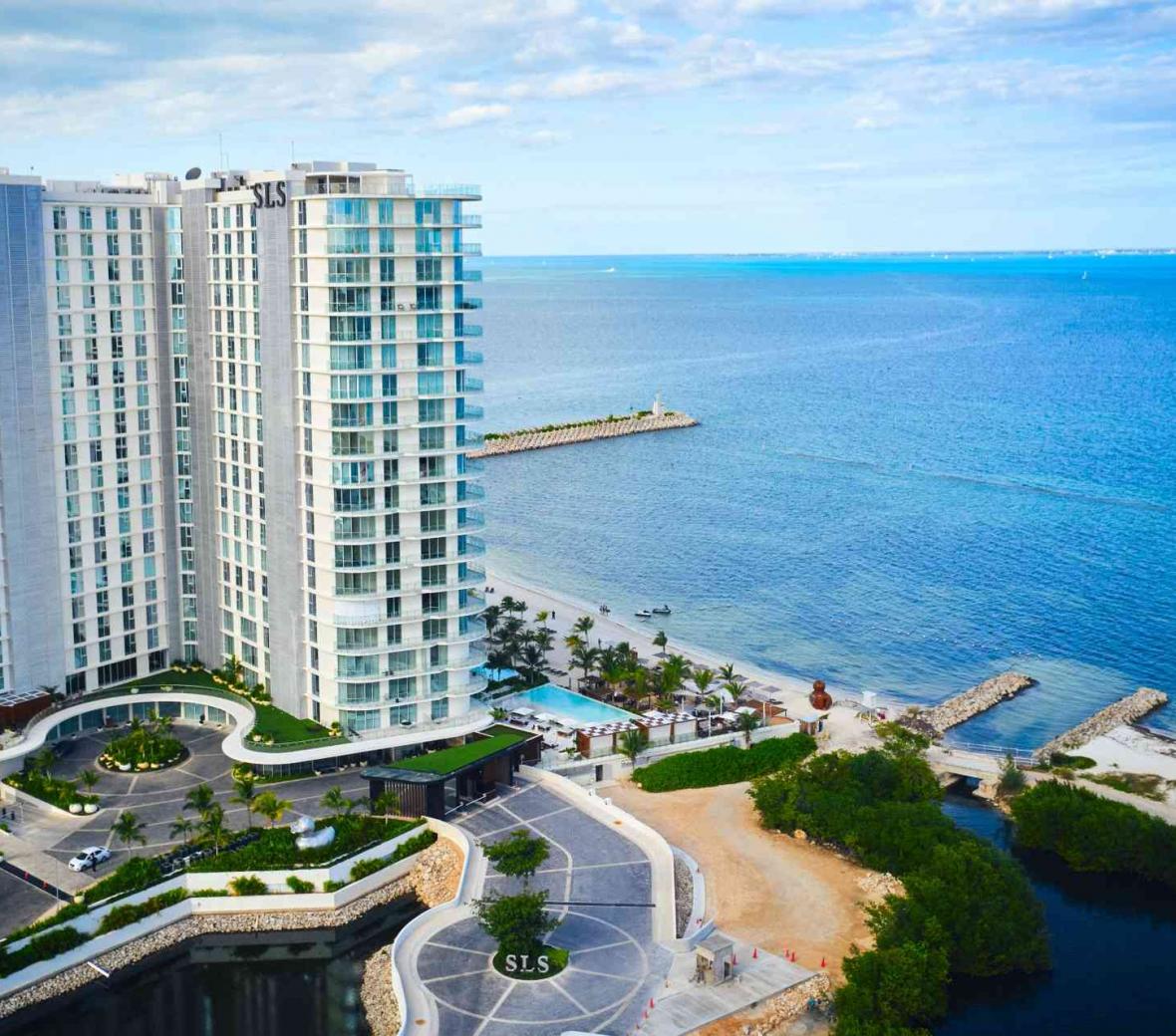 resort buildings and beach 