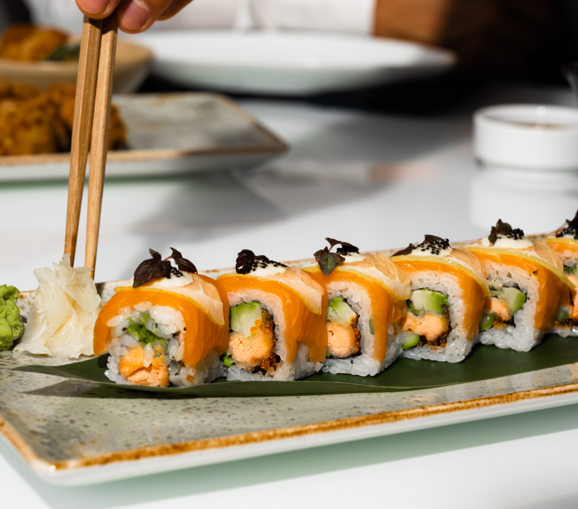 The art of making sushi rolls at Katsuya Dubai