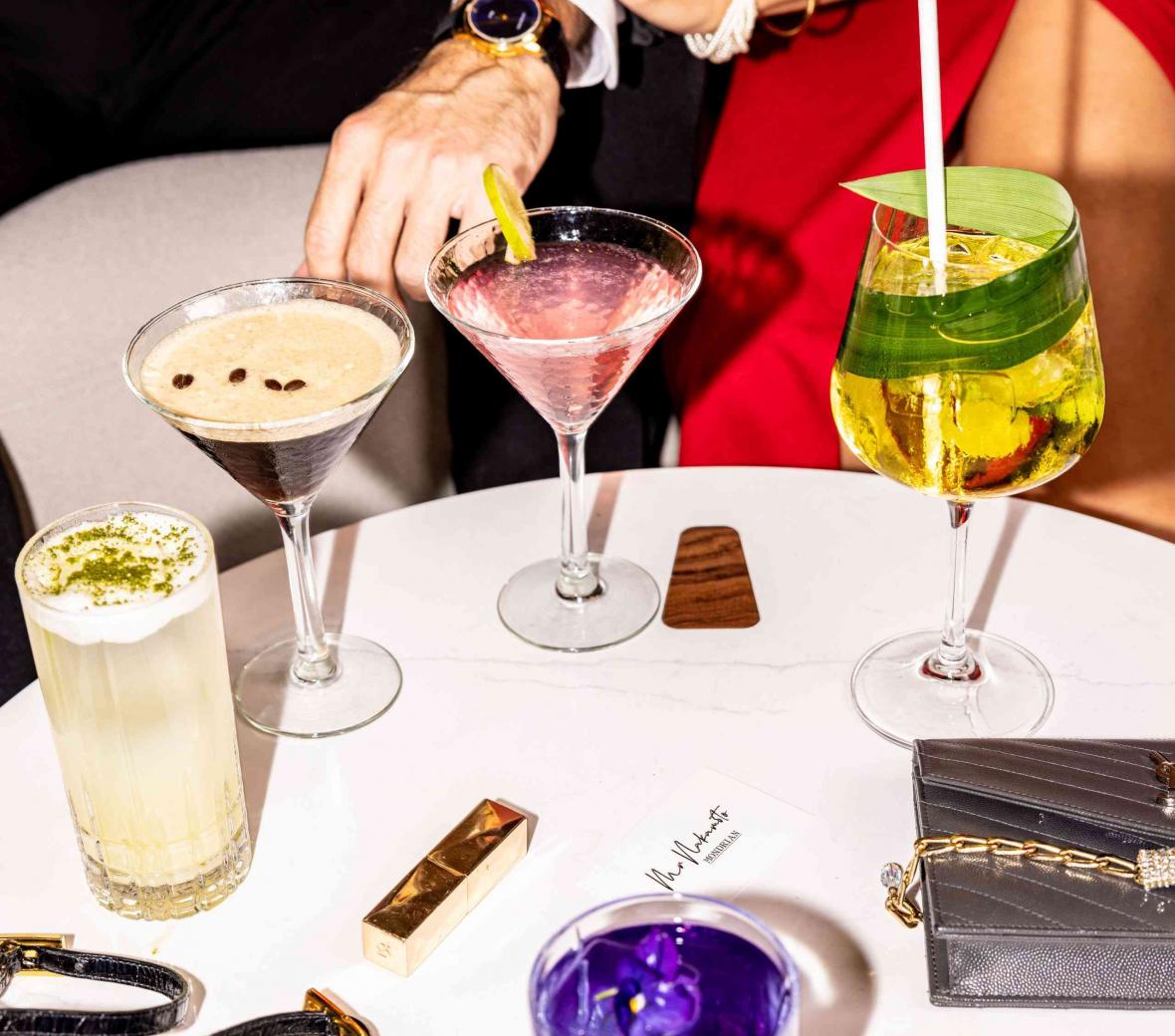 Fancy and colourful cocktails on a table