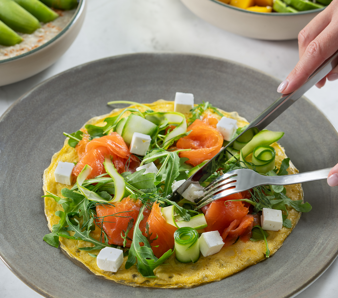salad on top of eggs