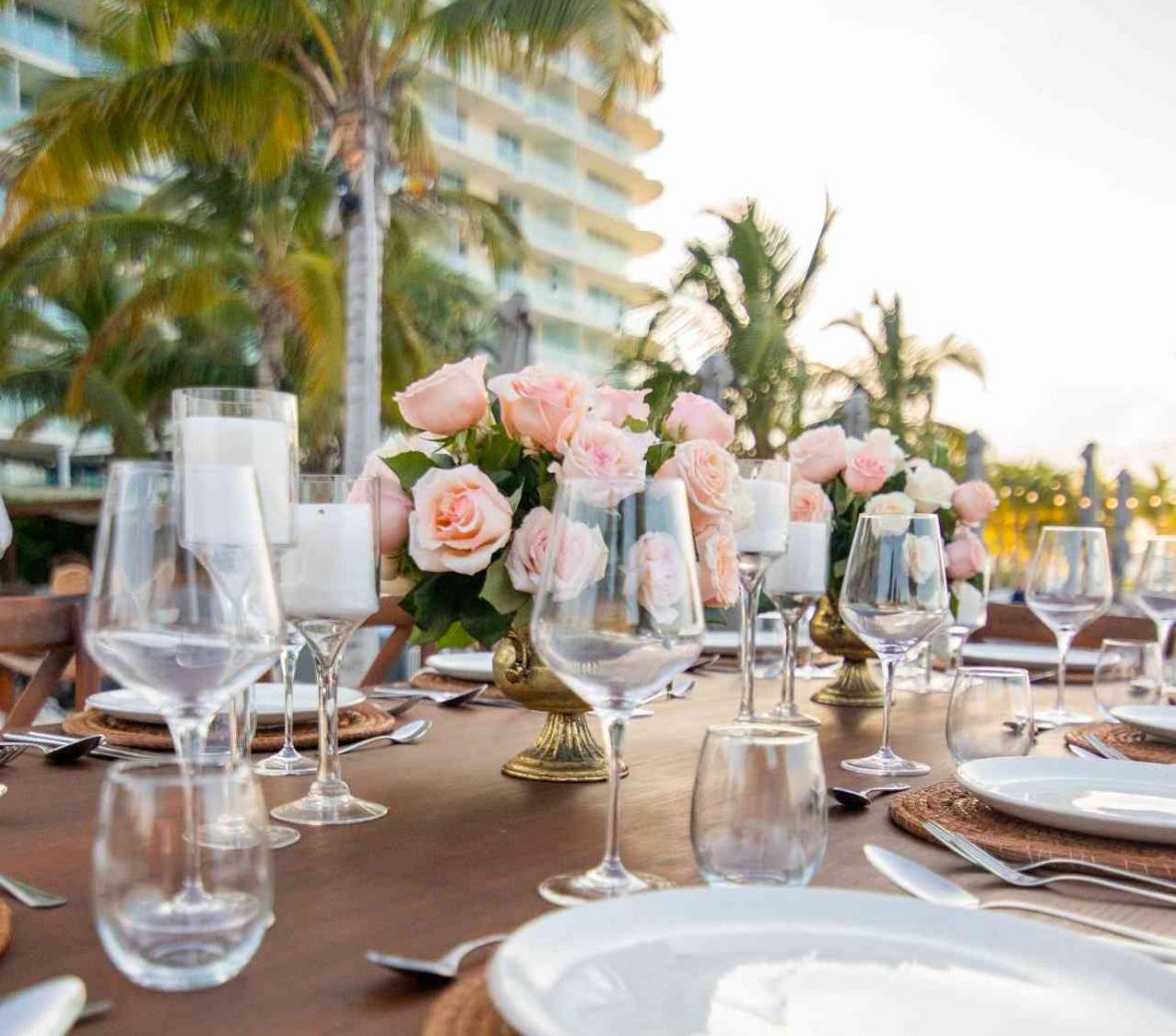 Roses and wedding glasses
