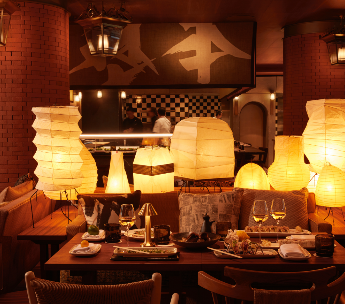 restaurant with dim lights