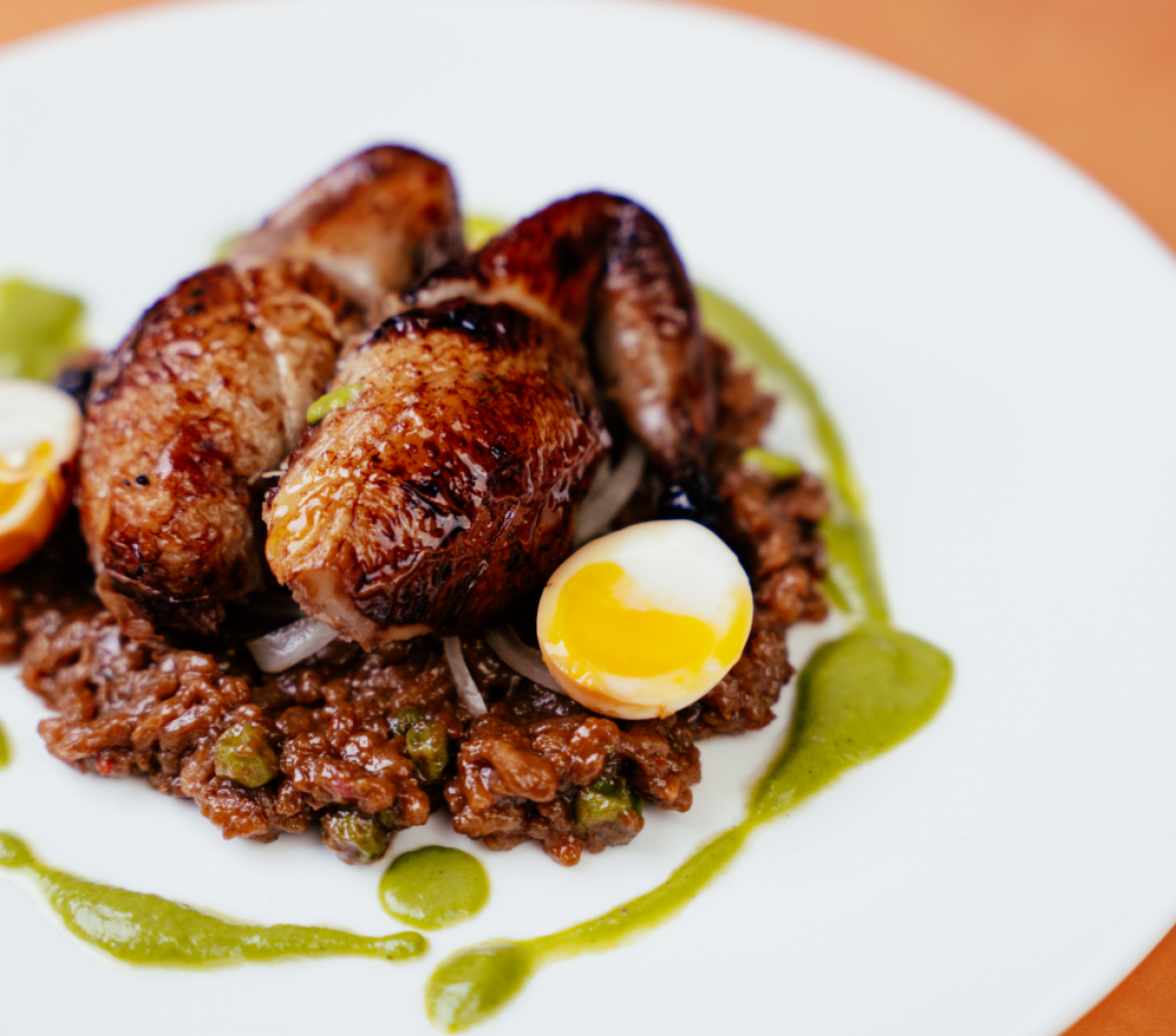 Cornish hen legs and an egg