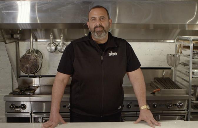 Sam Nazarian in a commercial kitchen