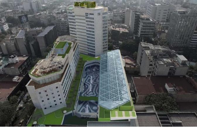 Aerial of sky scrapers 