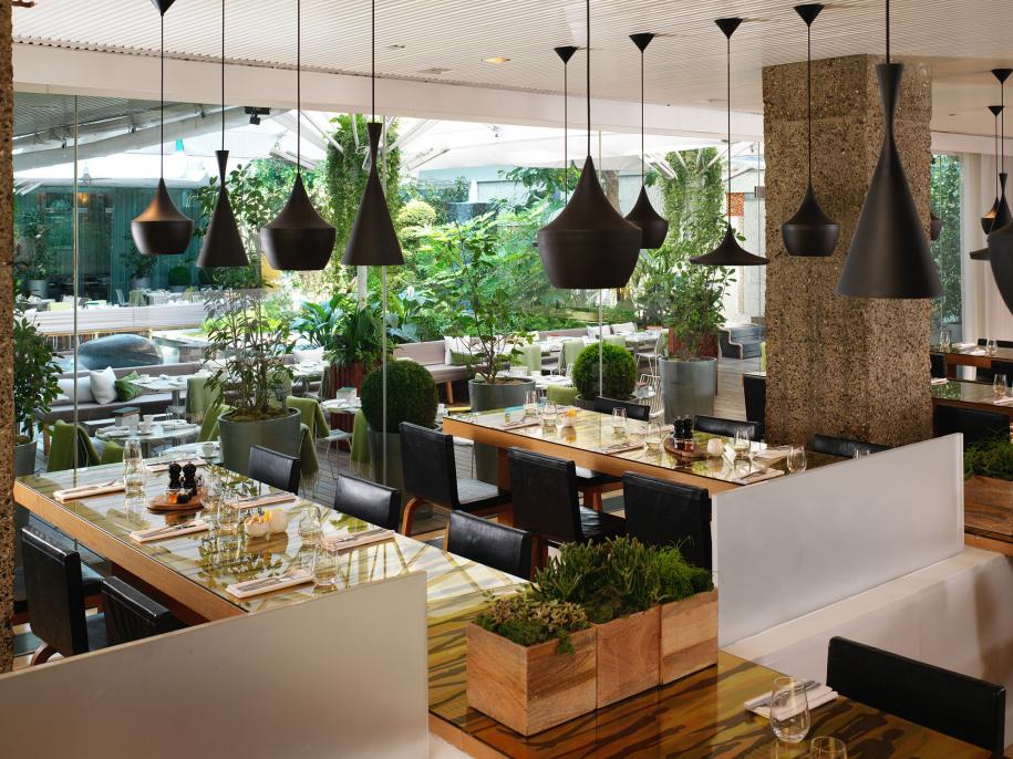 long bar courtyard garden dining area
