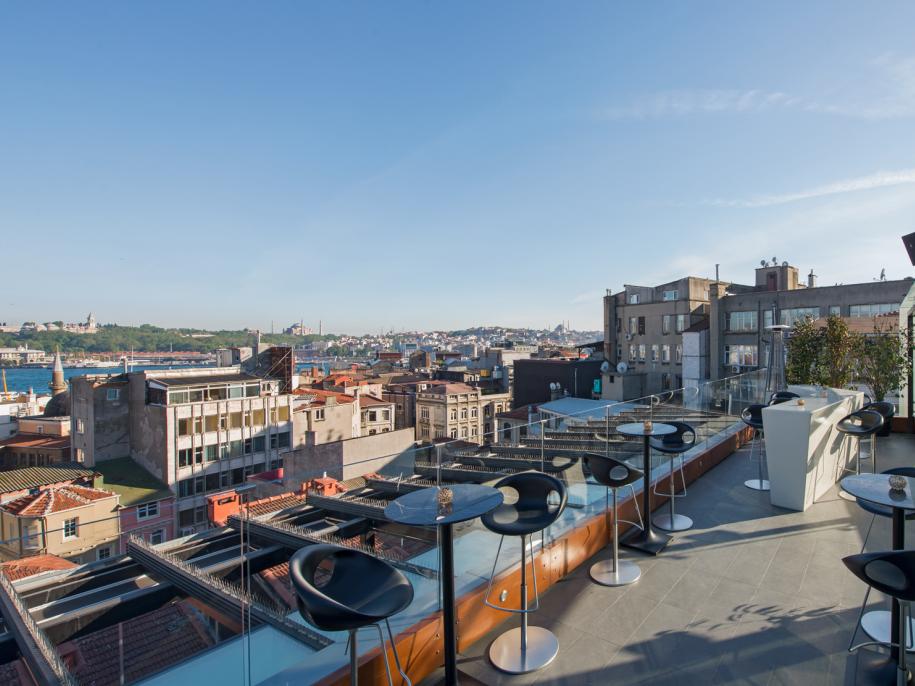Daytime view of tables on sky terrace