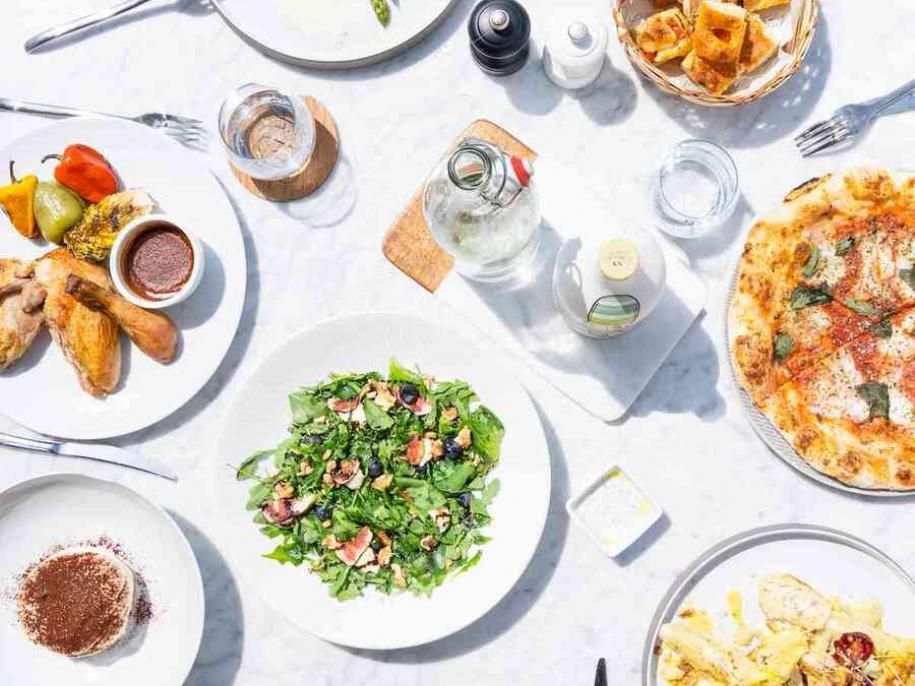 a table full of italian food