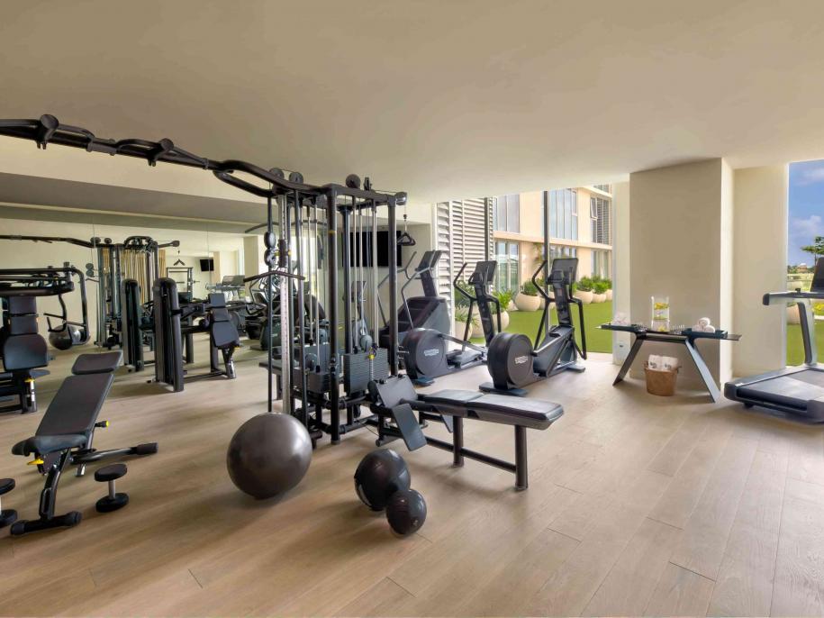Gym filled with workout equipment