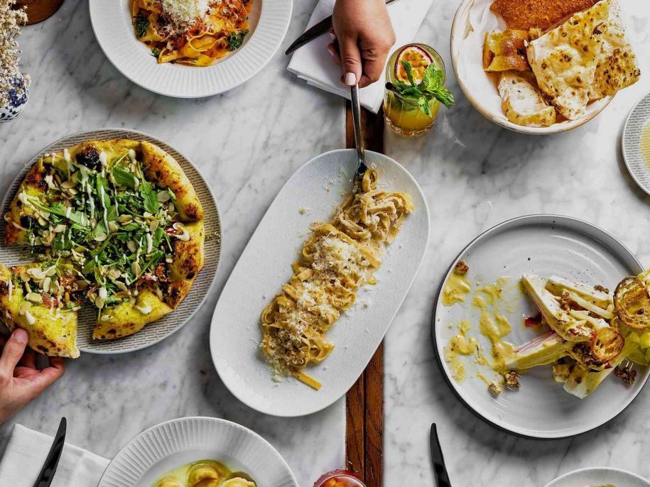 tablescape of italian food