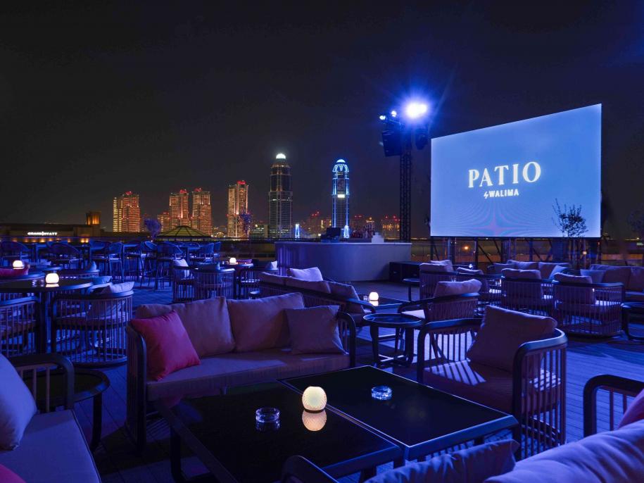 The patio at Walima at night