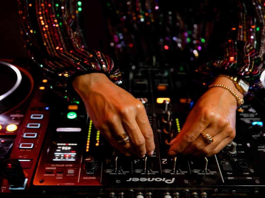 DJ spins tracks