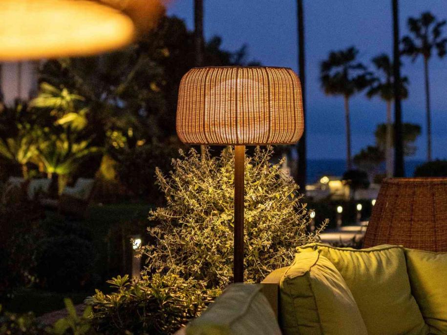 outdoor patio at dusk