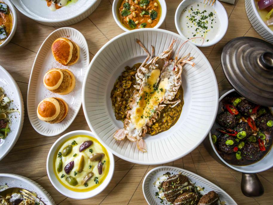 a bunch of food on a table